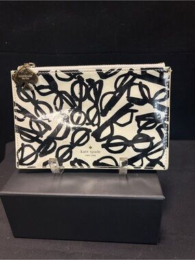 kate spade Black and White Scribble Zip Pouch
